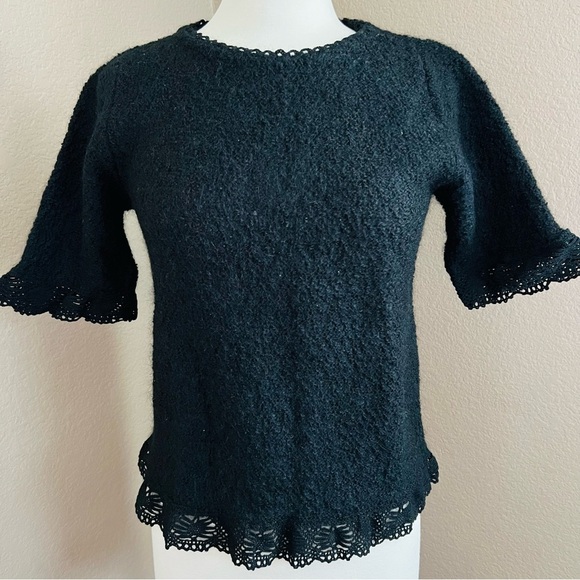 Vintage 70’ Mohair Fizzby Joan Marie Black Boho knit sweater Size M.